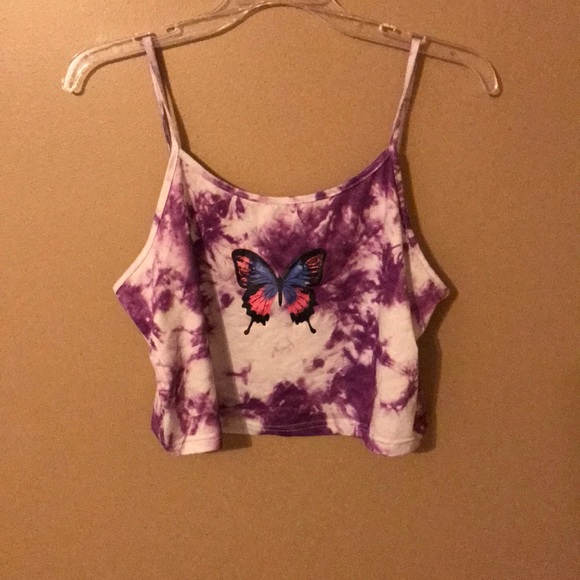 Tie dye butterfly crop top